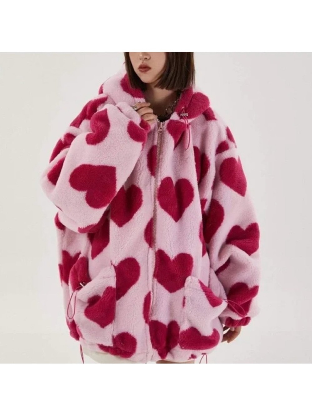 Aelfric Eden Hearts Sherpa Oversized Hoodie Vintage Pink Medium